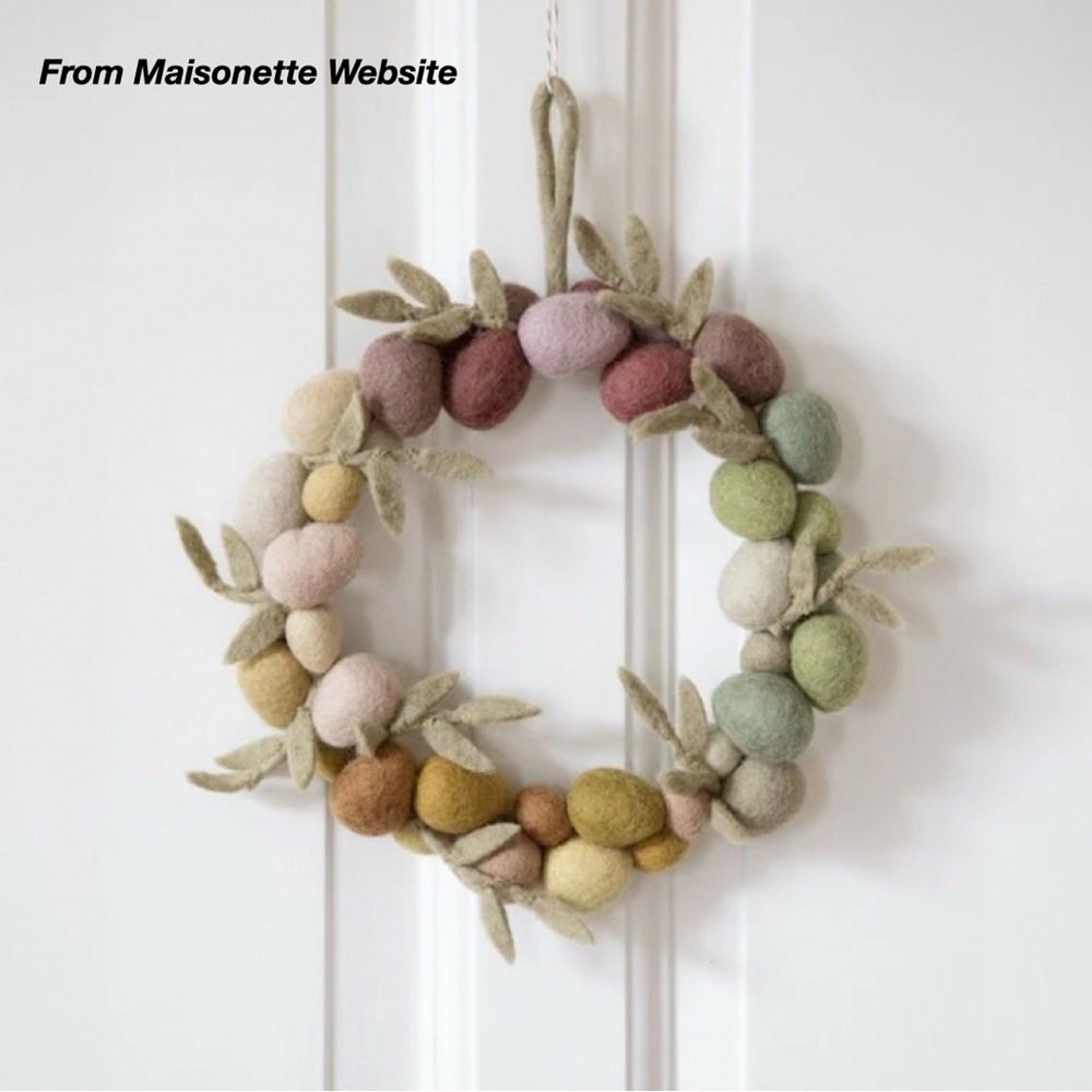 NWT: ÉN GRY & SIF BIG EGG EASTER FELT WREATH (O/S)